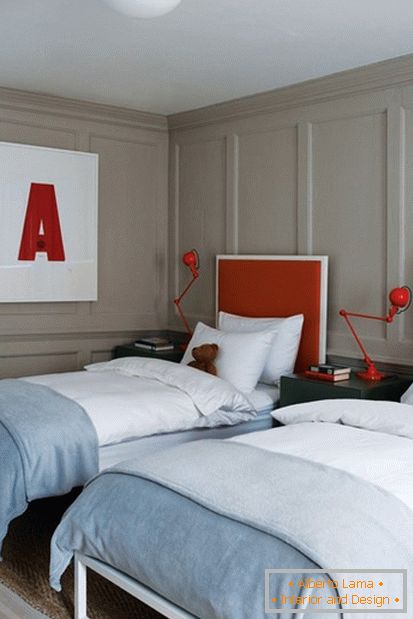 Interior of a children's room for two boys