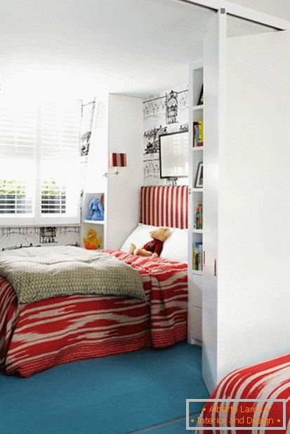 A beautiful red children's room for a boy
