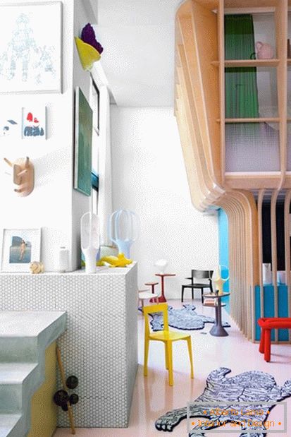 Modern children's room with open plan