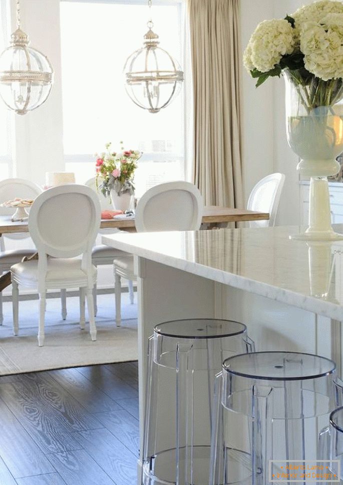 Transparent bar stools in the kitchen