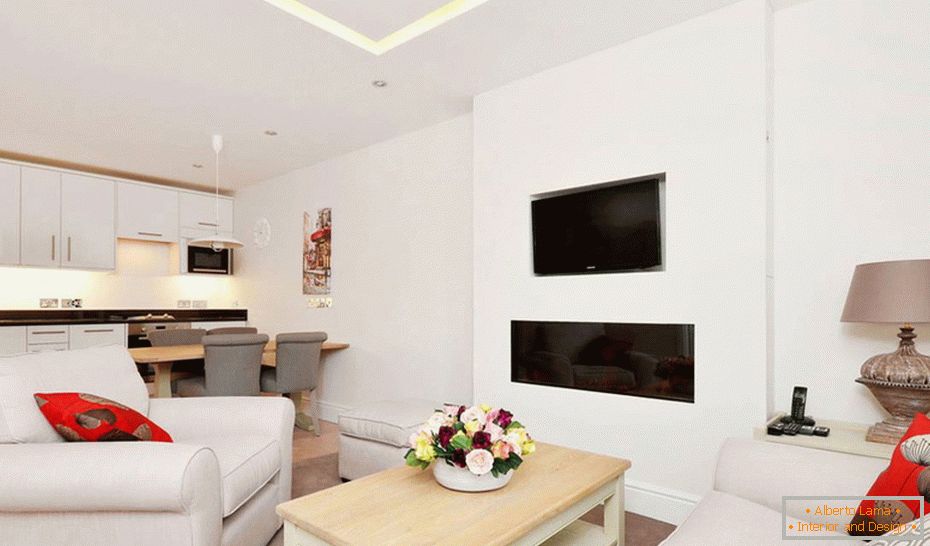 Stylish apartment redevelopment 40 square meters с кухней-гостиной