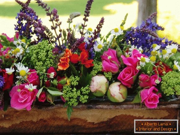 Bright bouquet on the windowsill