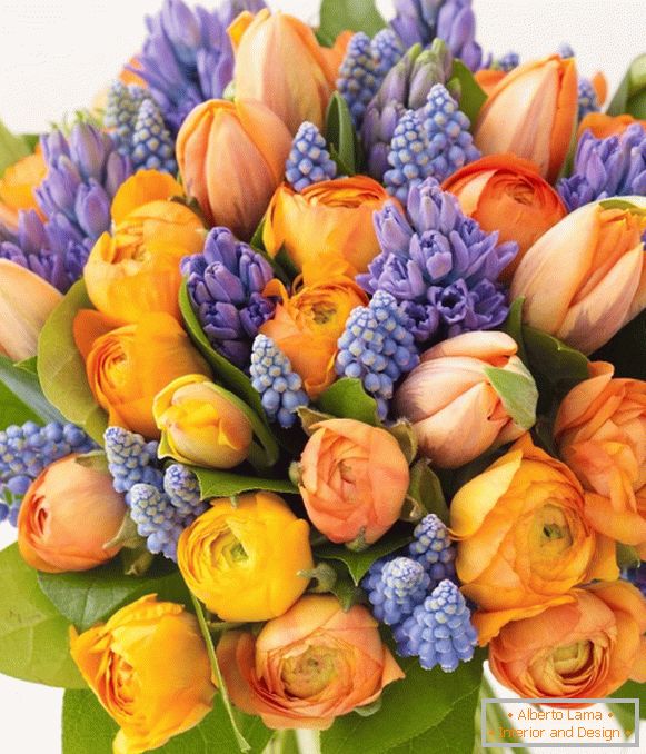 Bouquet of orange and purple flowers