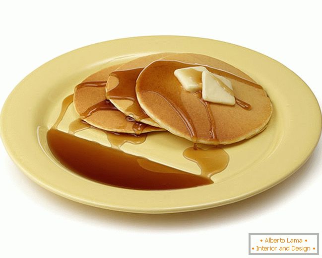Plate for pancakes with a sauce for sauce