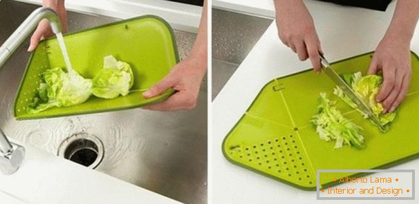 Folding cutting board-colander