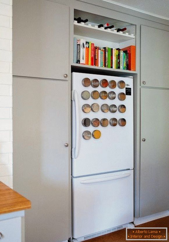 Magnetic jars for spices on the refrigerator