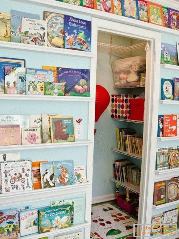 Books on the walls in the nursery