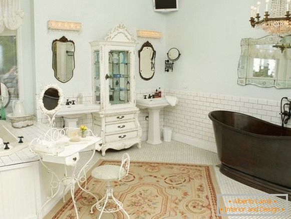Beautiful interior design of the bathroom in the style of a cheby-chic