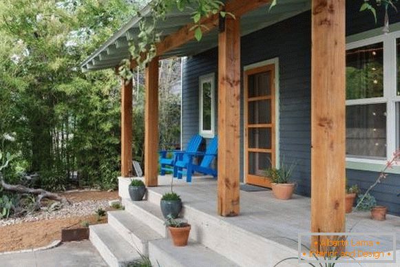 Bright outdoor furniture near the house