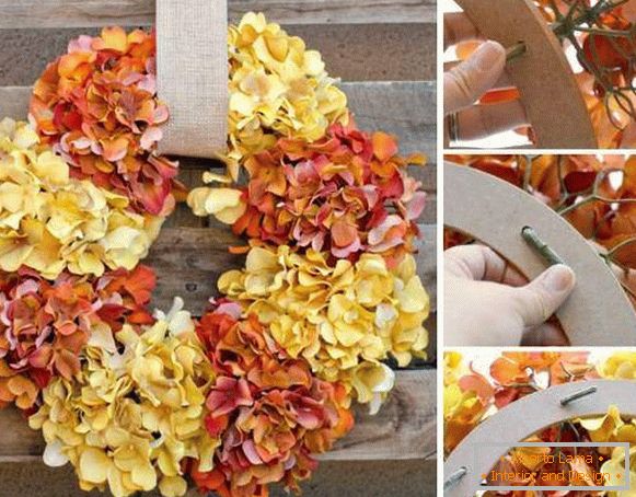 How to make an artwork an autumn wreath from improvised materials