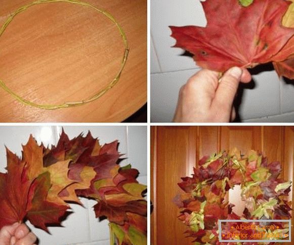 Maple wreath from autumn leaves - photo instruction