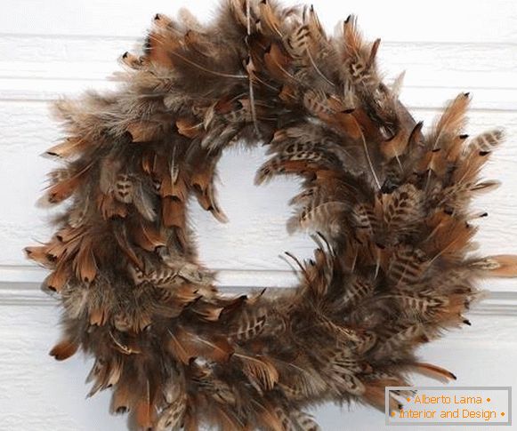Creative autumn wreath - feather photo