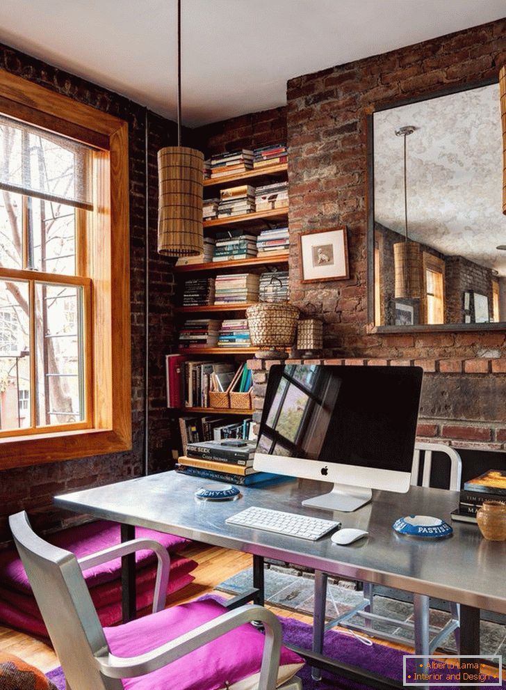 An unusual idea of ​​creating a workplace with a metal table top