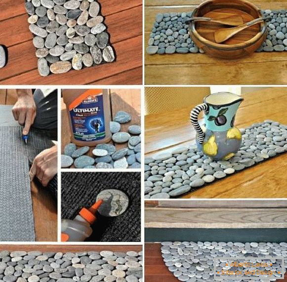 Homemade mat in stones
