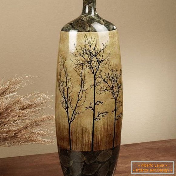 Beautiful outdoor vase with a picture