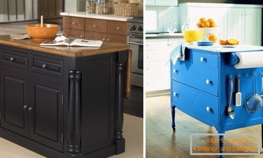 Chest of drawers in the role of kitchen island