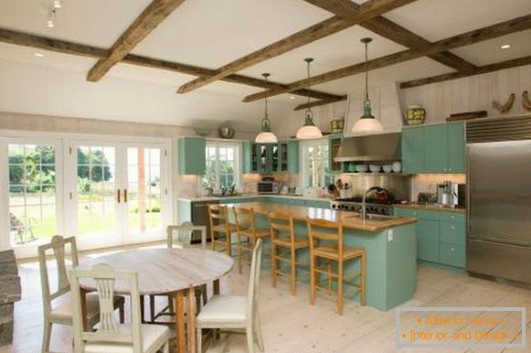 Large kitchen in rustic style