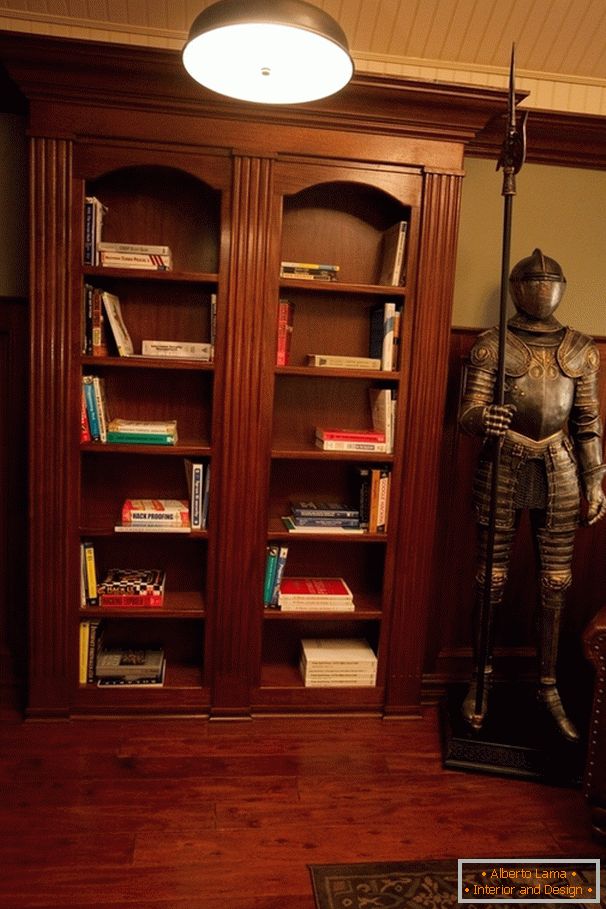Bookcase and medieval knight