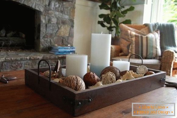 Tray with decor on the table