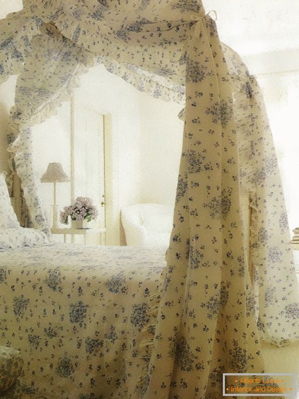 Delicate color of bed and canopy
