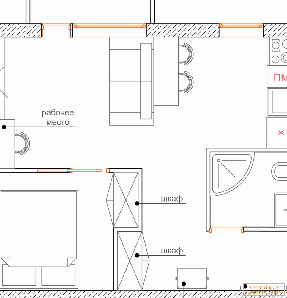 Apartment plan for a bachelor