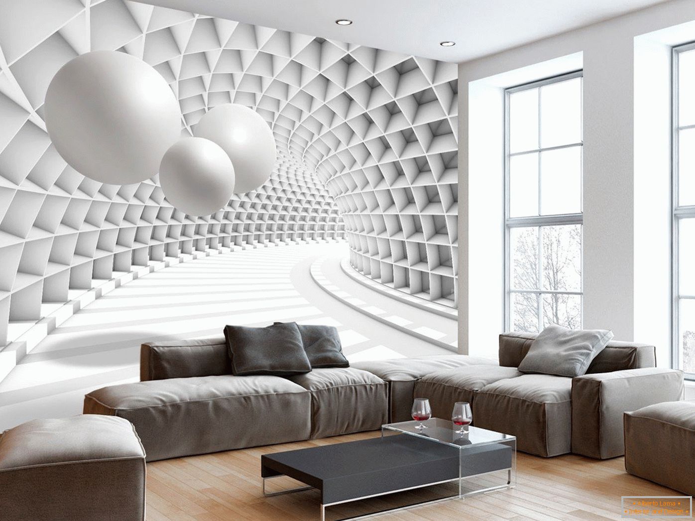 3d wallpaper with a tunnel in the interior