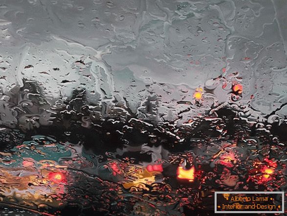 View of the windshield in the rain from the inside, artist Gregory Teilker