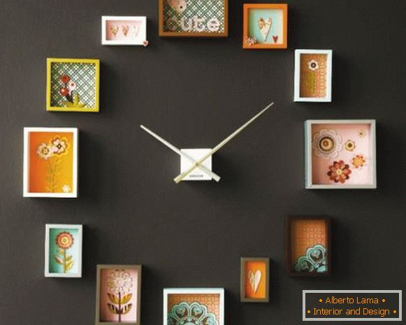 Decoration of walls with hand-made articles - photo of wall clock