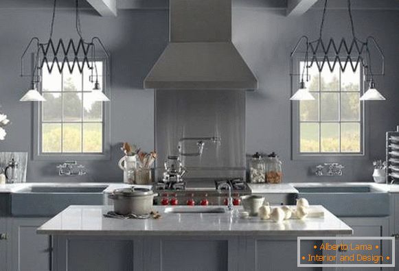 Kitchen with adjustable lights