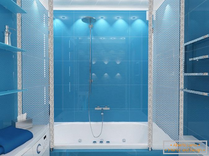 Luxurious bath design in blue tones