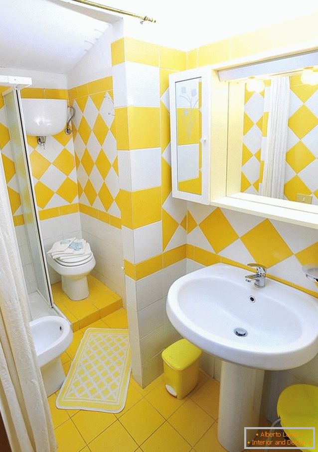 Sunny decoration bath in yellow color