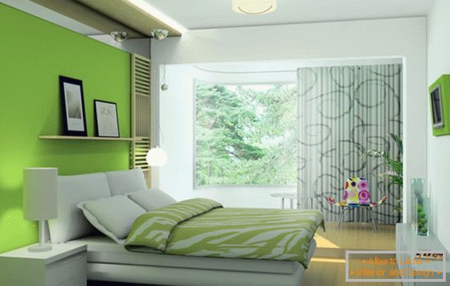 Bedroom decoration in light green color