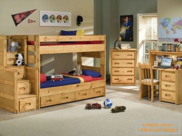 Wooden furniture in stylish children's room