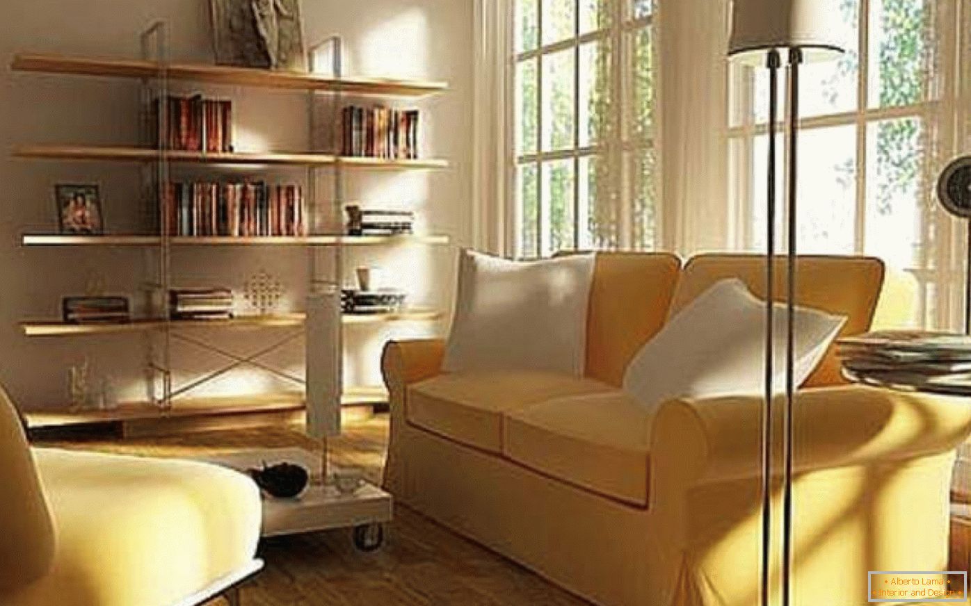 Interior of the living room in warm tones