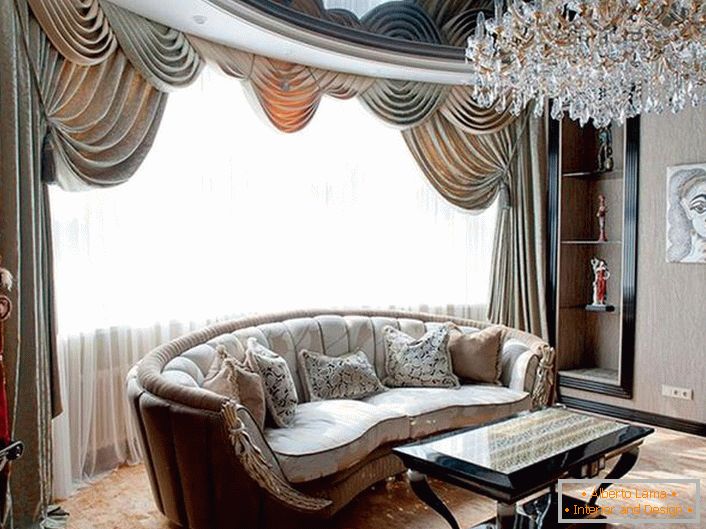 Stylish living room with large window