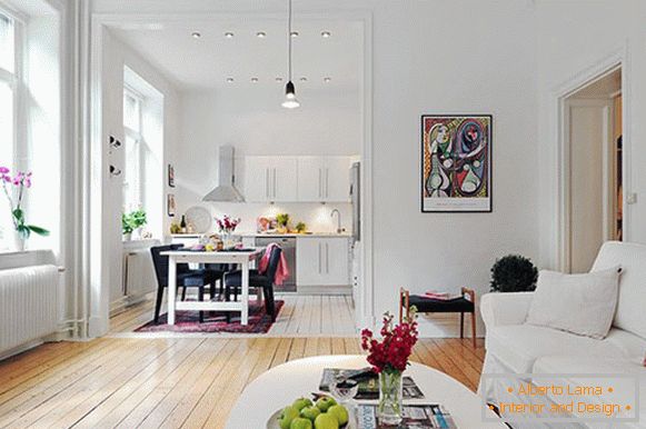 Living room of a small apartment in Sweden