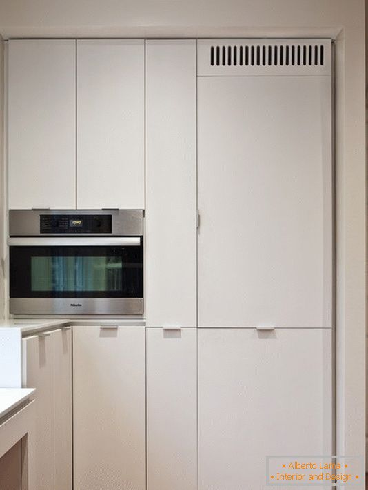 Refrigerator in the small kitchen