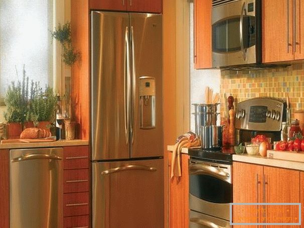 Refrigerator in the small kitchen