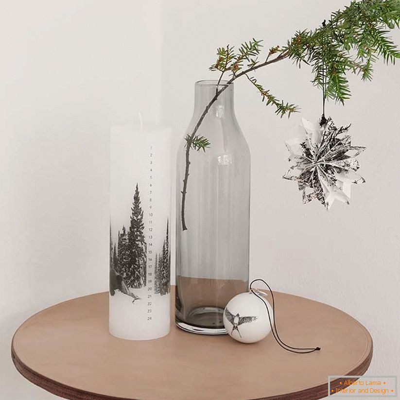 Sprig of Christmas tree in a glass bottle