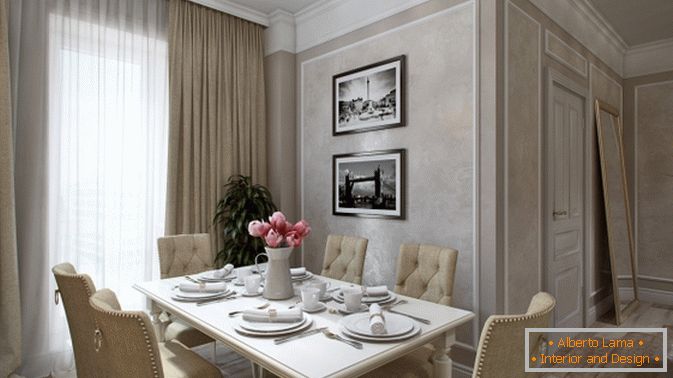 Stylish apartment design in beige tones
