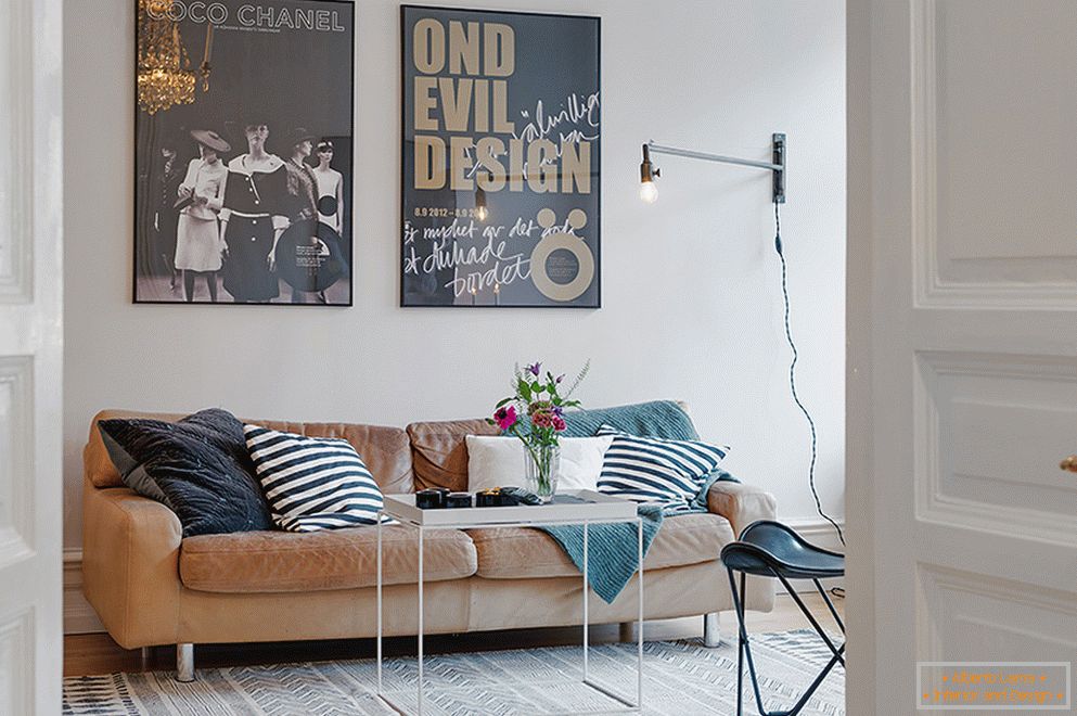 Interior of a two-room apartment in Scandinavian style in Stockholm