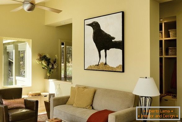 Bright living room in the garage