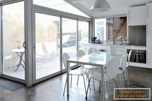 White kitchen in the garage