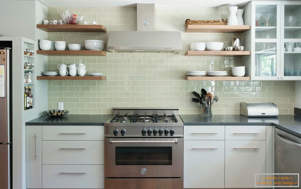 Open shelves in the kitchen