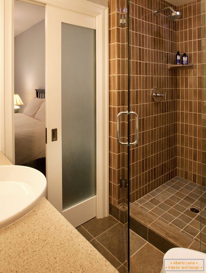 Glass door in the shower room