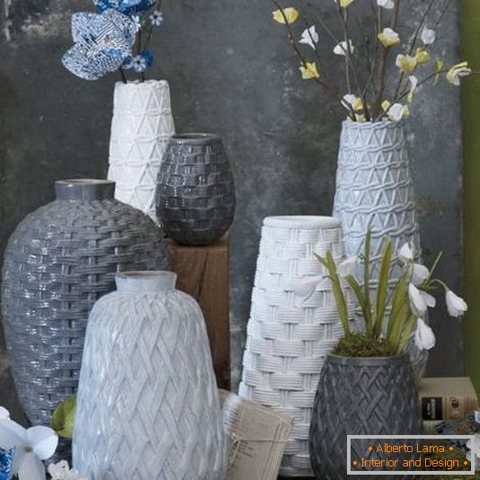 Vases from textured ceramics