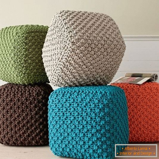 Knitted padded stools