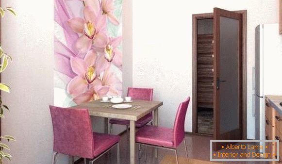 Wall-papers for kitchen - pink flowers