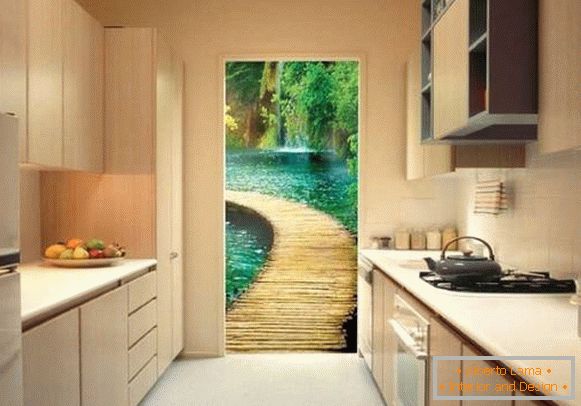 3D wall-papers in the interior of the kitchen - nature