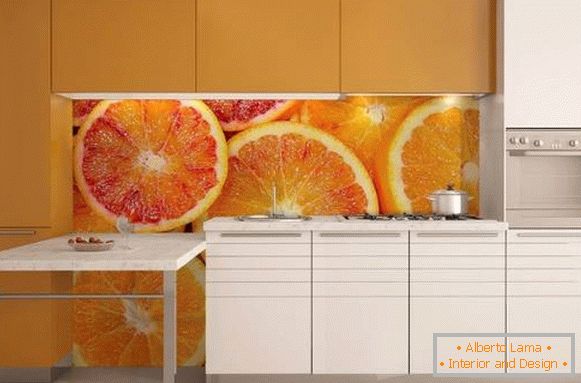 Photo wallpapers in the interior of the kitchen - design with fruits